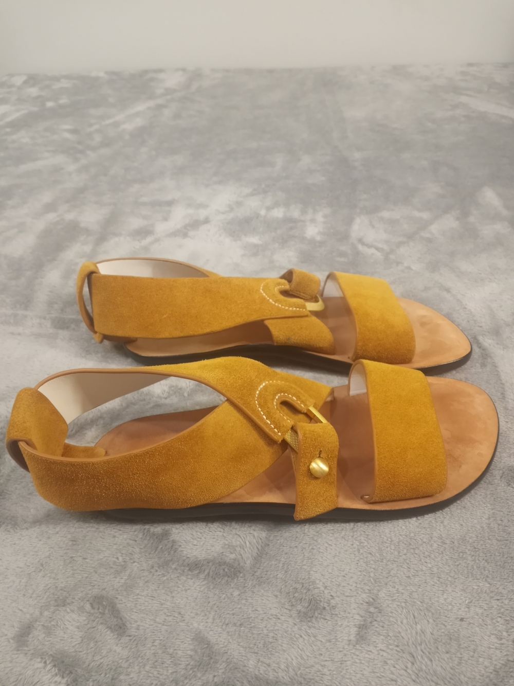 rag & bone Mustard Suede Crisscross Sandals with Gold Hardware Size 36.5 - Picture 6 of 16